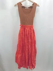 ◇ ⊂ snidel スナイデル ノースリーブ 膝下丈 ワンピース サイズF ブラウン オレンジ系 レディース E  【1506130008064】