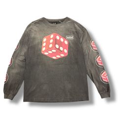 SAINT MICHAEL Dice L/S Tee クルーネック プリント ヴィンテージ加工  カットソー セントマイケル  チャコール L SM-S23-0000-030 90867A4