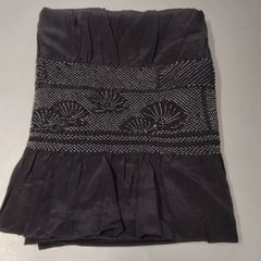 （57）中古　兵児帯　正絹　墨黒色 ※お色味は大変難しい為現物優先でお願いします。／大人　通年用　着物初心者向