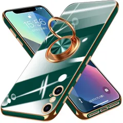 iPhone Xs Max 用ケース リング付き メッキ加工 クリア TPU 耐衝撃 驚くほどの手触り 車載ホルダー対応 軽量 薄型 レンズ保護