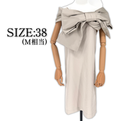 Sov. DOUBLE STANDARD CLOTHING ビッグリボン オフショルダー ワンピース 38 ソブ ダブルスタンダード エレガントライン レディース パーティドレス ひざ丈