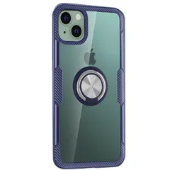 iPhone13 ケース アイフォン13  スマホリング 付き 耐衝撃 薄型 クリア ケース 【Color】 ブルー