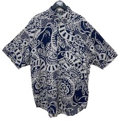 GC827 GUESS JEANS ゲス レイヨン100% アロハシャツ 半袖シャツ デザインシャツ シャツ ネイビー メンズ サイズL