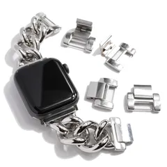 Size:40mm 41mm 42mm_Color:シルバー [Royce&Roland] 互換品/代替品 チェーンバンド (40mm 41mm 42mm) おしゃれ アップルウォッチ 時計 バンド ベルト/ステンレス シルバー (Series 10 9 8