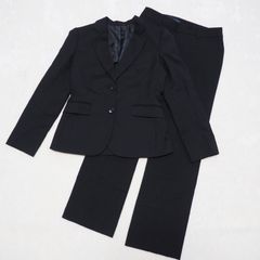 美品♪【LEM MUES レミュー】洗えるパンツスーツ★Mサイズ★黒★上下セット★ウールブレンド★レディース