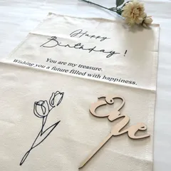 ◇happy birthdayセット◇ タペストリー＆１歳木製ケーキトッパー