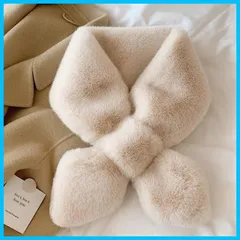 通勤 外出 おしゃれ 防風 クリスマス 防寒 肩掛け 厚手 秋冬 誕生日 柔らかい 暖かい もこもこ スヌード プレゼント ティペット フェイクファー マフラー ふわふわ (ベージュ) レディース 差し込みマフラー SUKAAGO