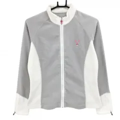 MUスポーツ フリースジャケット 白×ライトグレー 袖口ジップ 異素材 レディース 40(M) ゴルフウェア M・U SPORTS