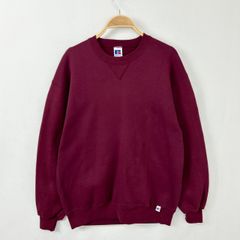 【フォロワー様クーポン配布中！】90s 90年代 USA製 アメリカ製 Russell athletic ラッセルアスレチック 前V 前ガゼット 無地 スウェット トレーナー 輸入古着 海外古着 US古着 メンズ バーガンディー L ノームコア 【S84】