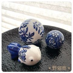 ＊浮球＊ 3点  陶器 浮き球 浮き玉 置物 メダカ鉢 ビオトープ
