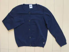 プチバトー petit bateau アウトレット 子供服 女の子 4歳 約 100cm 長袖 薄手 カーディガン 綿100% 紺 春 秋 ★3 トップス ガールズ 女児 キッズ 【中古】 ユーズド リサイクル 古着 子ども服 こども