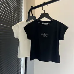 カルバンクライン  Calvin Klein  リブ柄プリント半袖 Tシャツ ブラック