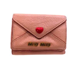 miumiu マドラス ハート柄 二つ折り財布 miu ミュウミュウ 二つ折 財布 マドラス レザー ハート MIU
