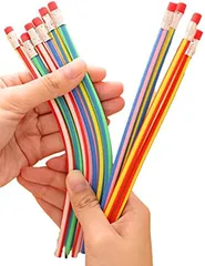 sac taske 曲がる 鉛筆 芯が折れない おもしろ 文房具 えんぴつ ストライプ カラー 5色 50本 セット( 5色 50本 セット)