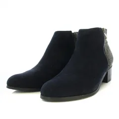 ルタロン Le Talon ショートブーツ グレンチェック サイドファスナー 切替 L 24cm 紺 ネイビー /TK