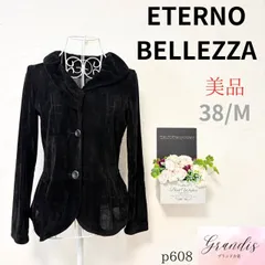 ★美品A★ ETERNO BELLEZZA エテルノベレッツア レディース シャツ ベロア風 長袖 薄手 透け感あり 黒 38 M