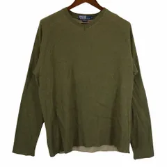 Polo by Ralph Lauren ポロバイラルフローレン 無地 長袖Ｔシャツ Vネック カーキ (メンズ L) 中古 古着 O4854