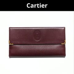 カルティエ マストライン レザー 長財布 ボルドー ヴィンテージ
