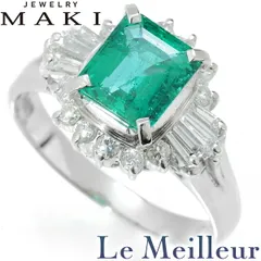 ジュエリーマキ ヘイローデザインリング 指輪 エメラルド 1.58ct ダイヤモンド 0.58ct Pt850 14号 MAKI 中古 プレラブド 返品OK