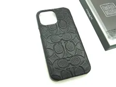 ■美品■ COACH コーチ レザー iPhone 14 Pro Max 対応 アイフォンケース スマホケース レディース メンズ ブラック系 BM1940