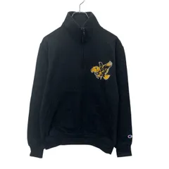 Champion プリントスウェット トレーナー S ブラック チャンピオン ハーフジップ キャラクター プリント 古着卸 アメリカ仕入 a708-6203