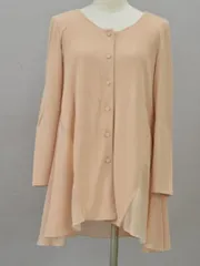 フォクシー NATURAL by FOXEY カーマイユ ロングニットカーディガン 切替 ピンクベージュ レディース F-L6334のサムネイル