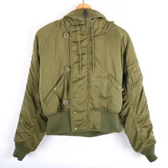アズールバイマウジー ミリタリージャケット アウター MA-1 フード付き レディース Sサイズ グリーン AZUL by moussy 【中古】