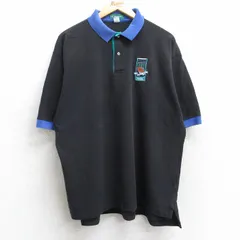 XL/古着 半袖 ポロ シャツ メンズ 90s ゴルフ 鹿の子 大きいサイズ コットン 黒 ブラック 25sep06 中古 トップス