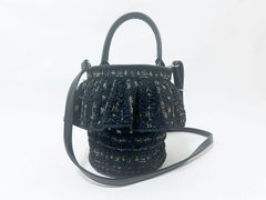 setsuko sagittaire セツコ サジテール ２WAYバッグ ハンドバッグ ショルダーバッグ ツイード ブラック ゴールド 美品