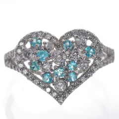 指輪 レディース パライバトルマリン リング プラチナ ダイヤモンド Pt950 ハート 刻印入り 鑑別書付き 日本製【人気アイテム】【アクセサリーマート/メルカリShops店】