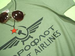 アエロフロートＴシャツ　旧ソ連Ｔシャツ　CCCPＴシャツ　共産マークのＴシャツ　旧ソ連系Ｔシャツ　ソ連Ｔシャツ　共産マーク　赤軍