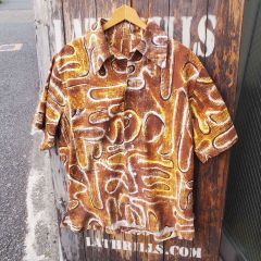 70s Vintage ビンテージ 半袖 総柄オープンカラーシャツ アロハシャツ◆Size:US-XL