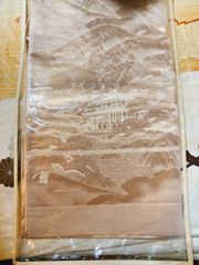 高級　袋帯　金閣寺　お寺　風景模様　山