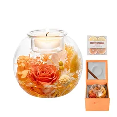 プリザーブドフラワーギフト キャンドルホルダー 枯れない花 誕生日プレゼント女性 ゼント人気 お母さんに贈り物 ギフト女友達 ボーイフレンド 彼女 母 かわいい 記念日 誕生日 還暦祝い 退職祝い バラ ギフト引越し祝い 入学 卒業 結婚祝い 敬老の日家庭 1