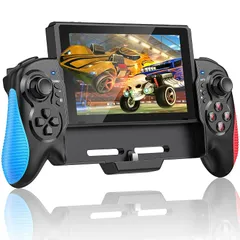 【有機elモデルに対応】スイッチ コントローラー 携帯モード専用コントローラー for Switch グリップ コントローラージャイロセンサー搭載 振動 連射機能有線接続モード/コード不要/充電不要 ステイックキャップ Switch/OLEDに対応 0