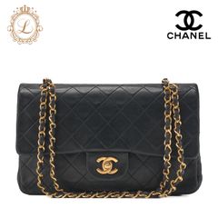 CHANEL シャネル   チェーンショルダーバッグ  マトラッセ  ダブルフラップ 25cm ラムスキン  黒 （ゴールド金具） レディース バッグ レディース【中古】【送料無料】