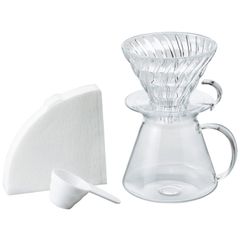 Brewing Glass Kit 実用容量600ml ガラスブリューイングキット サーバー 1~4杯用 透明 V60 日本製 プレゼント ギフト HARIO(ハリオ) 贈り物 S-VGBK-02-T