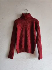 日本版 クリスチャンディオール バーガンディレッド タートルネック ニット