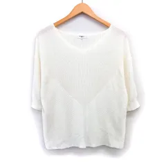 N.Natural Beauty Basic N.ナチュラルビューティーベーシック セーター ニット ローゲージ 柄編み シンプル 切替リブ 七分袖 Vネック M ライトベージュ /HT8