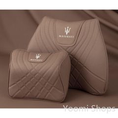 【新品未使用】◆マセラティ Maserati◆ブラウン◆ネックパッド 腰クッション 車用 背もたれクッション ネックピロー ヘッド