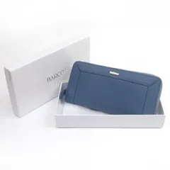 BARCOS バルコス シュリンクレザー切替ロングウォレット 長財布 ライトブルー ※中古美品