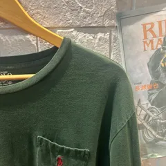 古着  L POLO Ralph Lauren 緑　胸付きポケット　ロングTシャツ