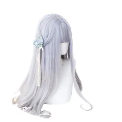 【数量限定】日常 ロリータlolita風 パーティー 巻き髪 コスプレ（グレー ロング かつら 耐熱ウィッグ パープル）小顔効果 GAL系 原宿風 ABUNDANTDOODS