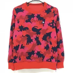 【美品】ルコック 中綿リバーシブルスニード ピンク×ネイビー ネコ柄 ブルゾン  レディース M ゴルフウェア le coq sportif