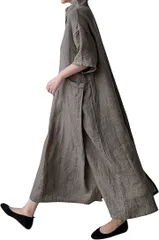 Atmu ワンピース レディース ロングワンピース マキシワンピース トップス 大きいサイズ マタニティs(グレージュ,  2XL)