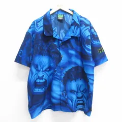 XL/古着 半袖 シャツ メンズ 00s マーベル ハルク 開襟 オープンカラー 紺他 ネイビー spe 25jun14 中古 トップスのサムネイル