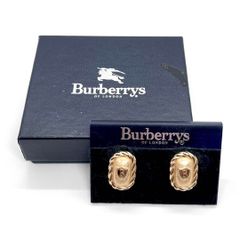 美品★Burberrys バーバリーズ イヤリング ゴールド ヴィンテージ ロゴ 大ぶり 箱付き