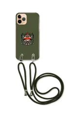 iPhone 16 Pro アイフォン16プロ スマホケース ショルダーストラップ 紐 付き ハート ハートに火をつけろ タトゥー 刺青 アメカジ カジュアル かっこいい カーキ　カラー04