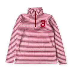adidas GOLF アディダス ゴルフ ボーダー ハーフジップ 長袖 ドライシャツ L/G/ピンク×ホワイト レディース スポーツ