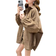 ☆ ライトブラウン ☆ Lサイズ ☆ コーデュロイブラウス トップス オーバーサイズ ブラウス 長袖 レディース コーデュロイブラウス シャツ オーバーサイズ 無地 トップス 羽織り カジュアルシャツ 厚手 長袖トップス おしゃれ 襟付き ゆったり かわいい